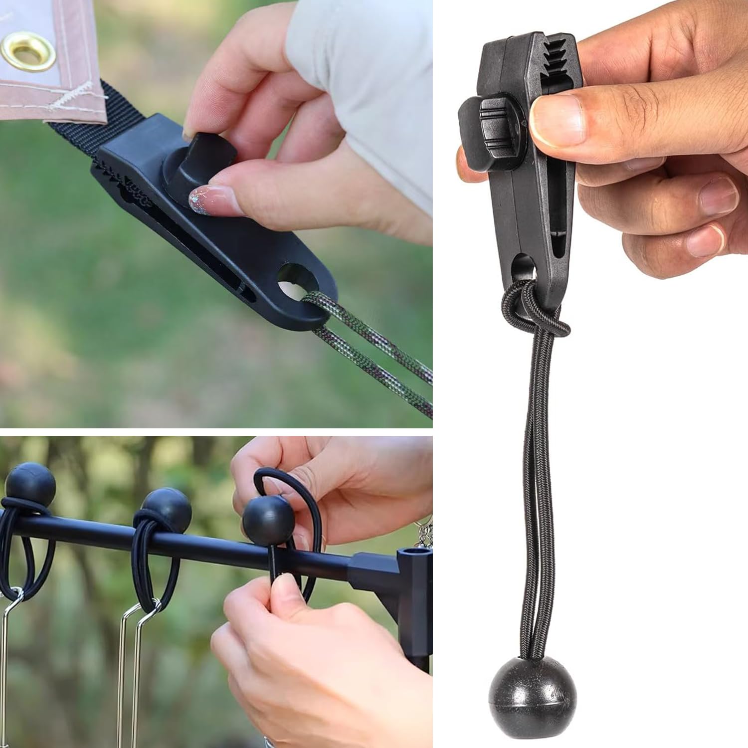 20PCS Tarpaulin Clips + 20PCS Ball Bungee Cords, Heavy Duty Tarp Clips with Strong Grip for Camping Outdoor Covers, Canopies - Image 4
