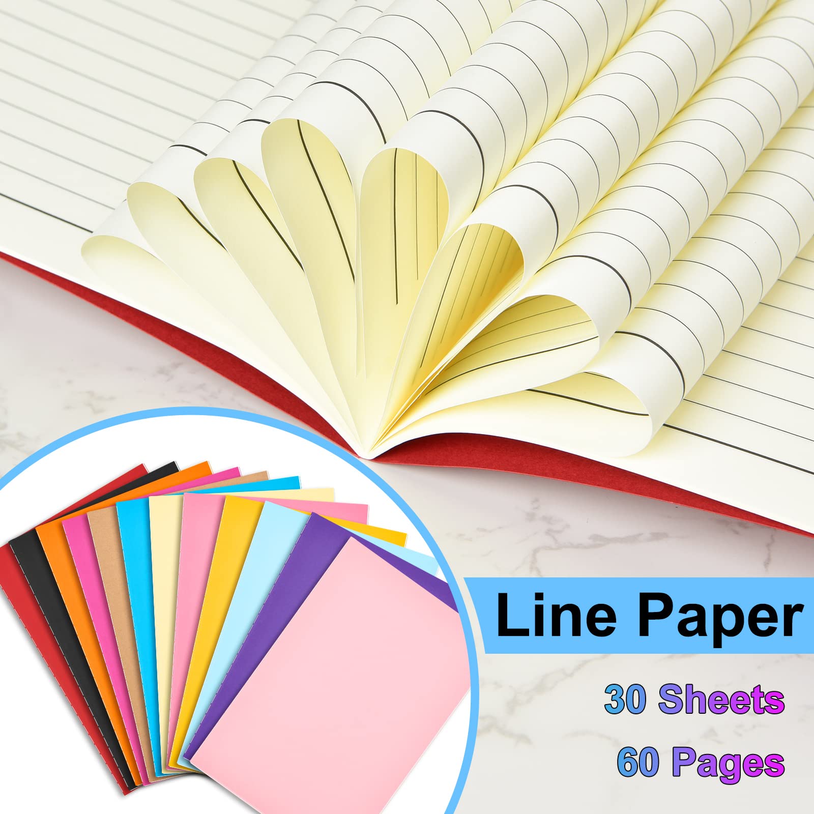 Coopay Paquete de 48 cuadernos coloridos a granel, tamaño A5, juego de viaje, bloc de notas, planificador, escritura, cuaderno de bocetos, diario de notas para niños, viajeros, estudiantes y oficina,