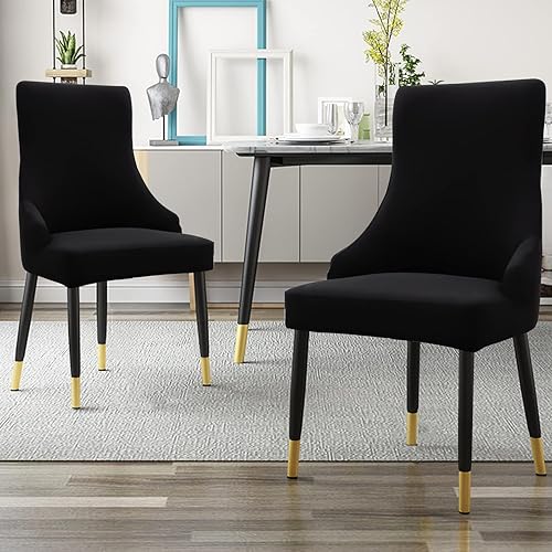 Miniatura 5 de Liykimt Juego de 2 fundas elásticas para silla lateral con respaldo de ala, funda decorativa para silla de comedor tapizada lavable con protector de