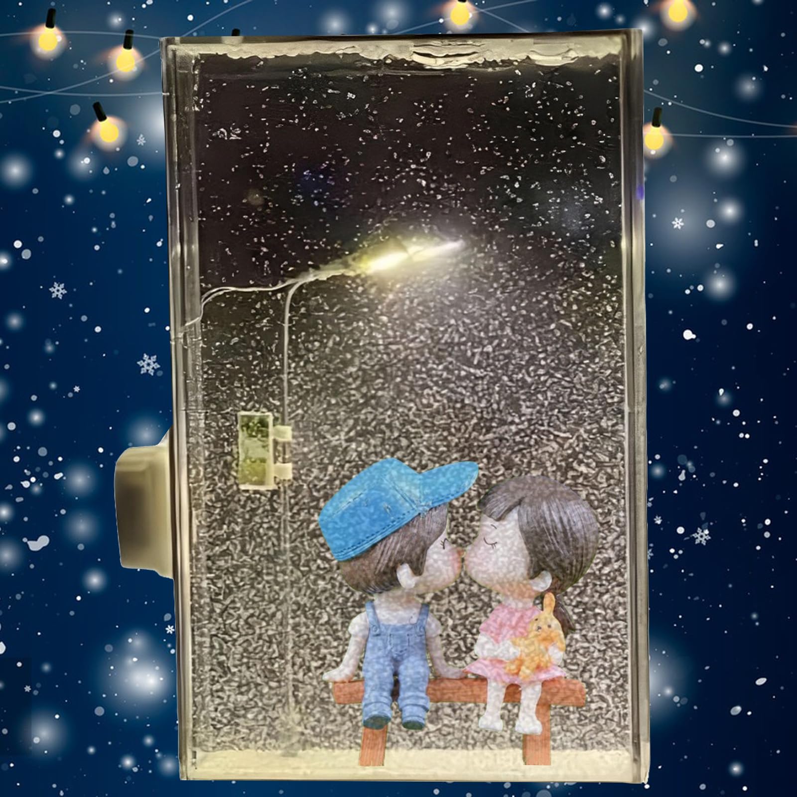 DIY Snowy Night Flowing Night Light – Handmade Snow Scene With LED, Adjustable Street Lamp, Battery-Powered Gift