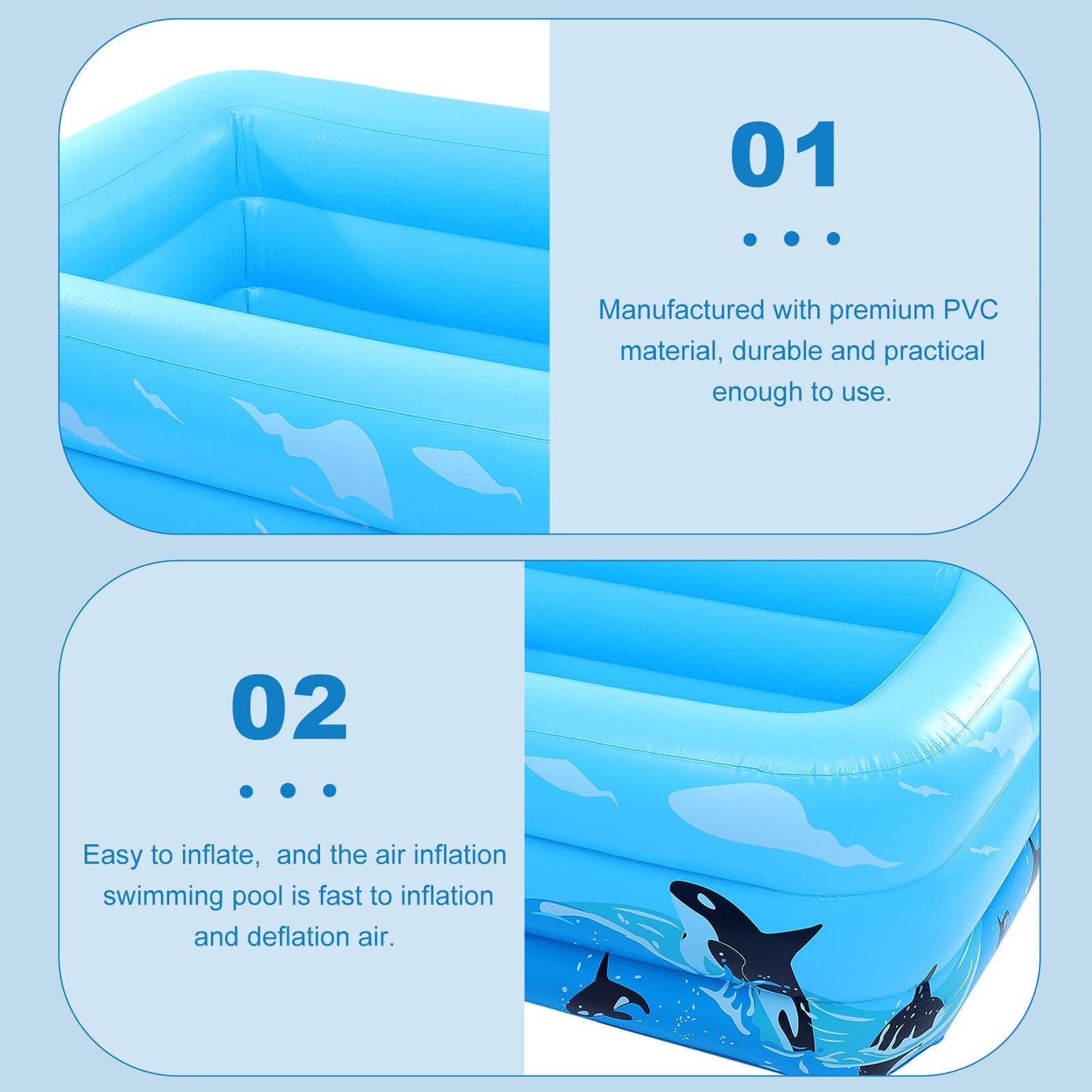 Piscina Hinchable Infantil de PVC Azul para Niños, Celebracion Verano