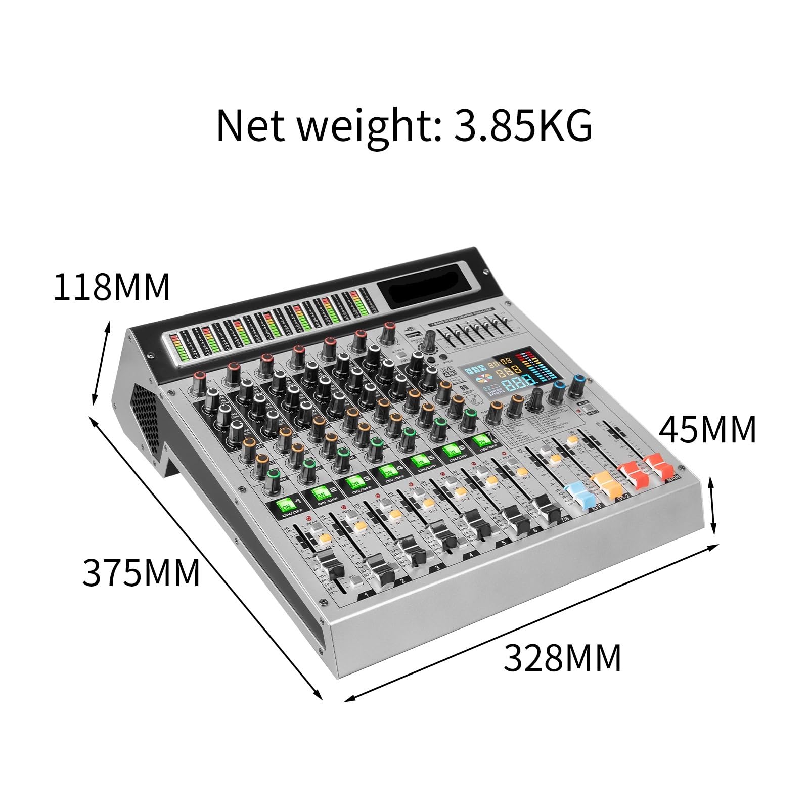 Controladora DJ, Mezclador de 8 canales, mezcla de profesional, 99 efectos digitales DSP, consola de, mezclador de DJ for escenarios de .(12-way)