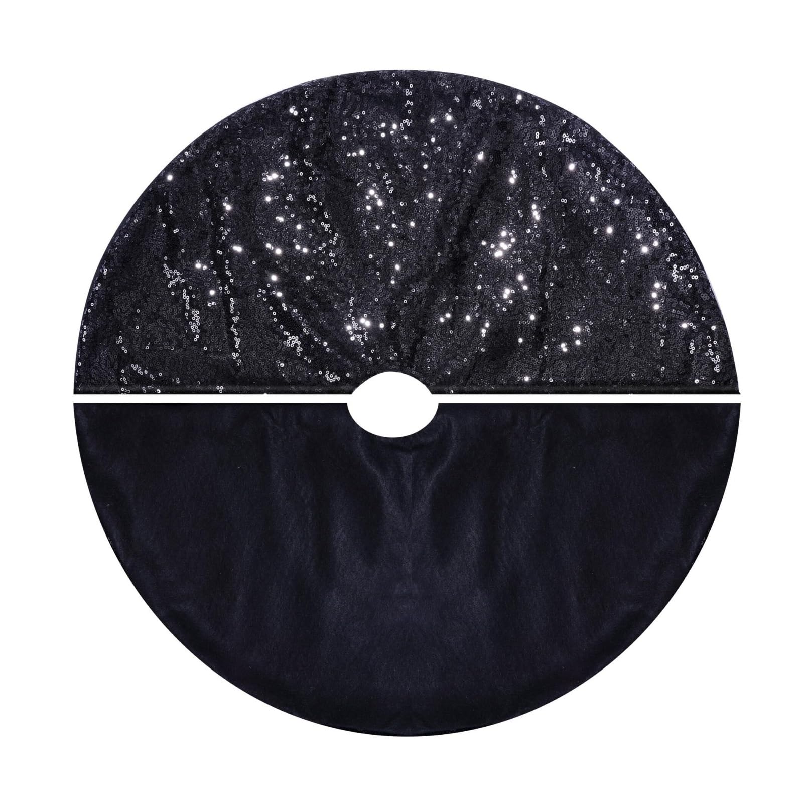 Tappeto Albero di Natale, Gonna for Albero di Natale Gonne for in Sequenza Rotonda Tappetini for Scintillanti for Dorata Festa Forniture(Black,120cm)