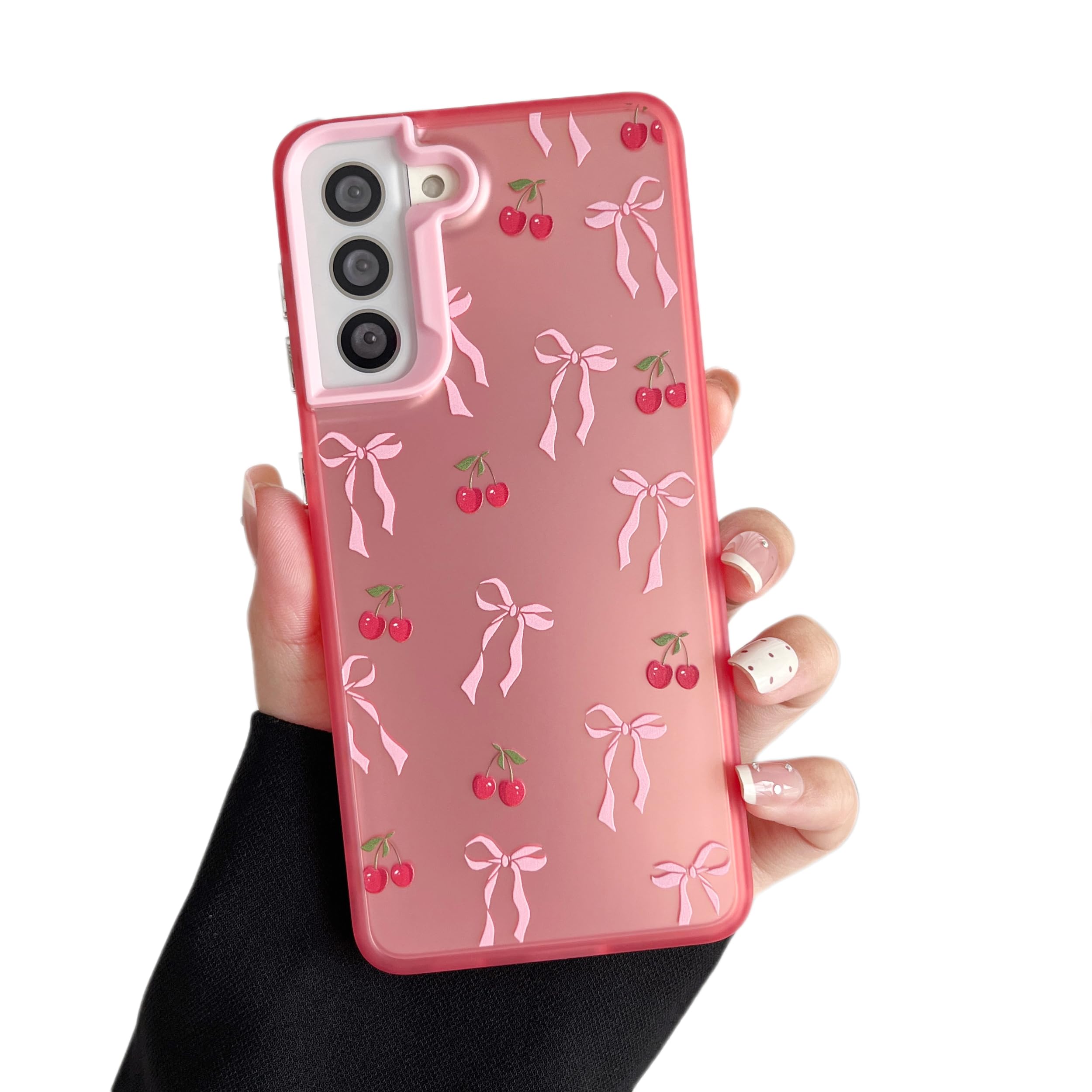 ZTOFERA for Samsung Galaxy S21 5G Case,Cute Pink Ribbon Bow Tie Aesthetic Phone Case,Trendy Slim Hard IMD Shockproof Protective Bumper Phone Cover for