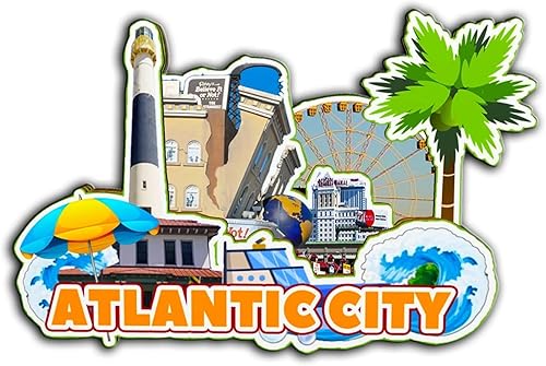 Atlantic City New Jersey USA - Imán para nevera de madera 3D, monumentos de viaje, coleccionables, recuerdos, decoración hecha a mano, 2900