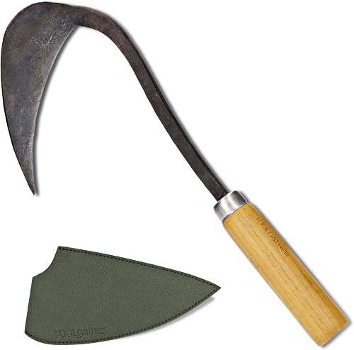 Original Homi Hand Hoe - Traditional Handmade Korean Garden Tool for Weeding Digging & Planting with Forged Steel & Chestnut and Acacia Wood Handle