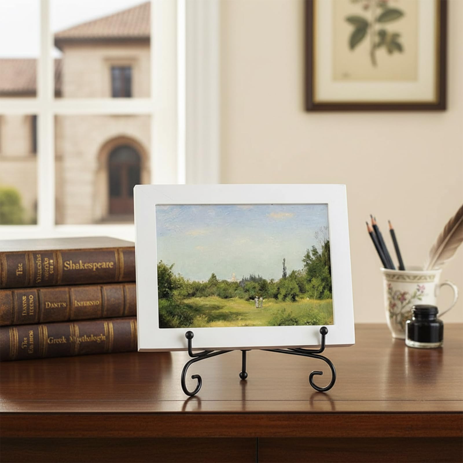 TIANLIN 7 Pollici Porta Piatti da Esposizione, 4 Pezzi Nero Cavalletto in Ferro Nero, Supporto Espositore in Ferro per Foto Pieghevole, per Piatti Decorativi, per Foto, Opere D'arte