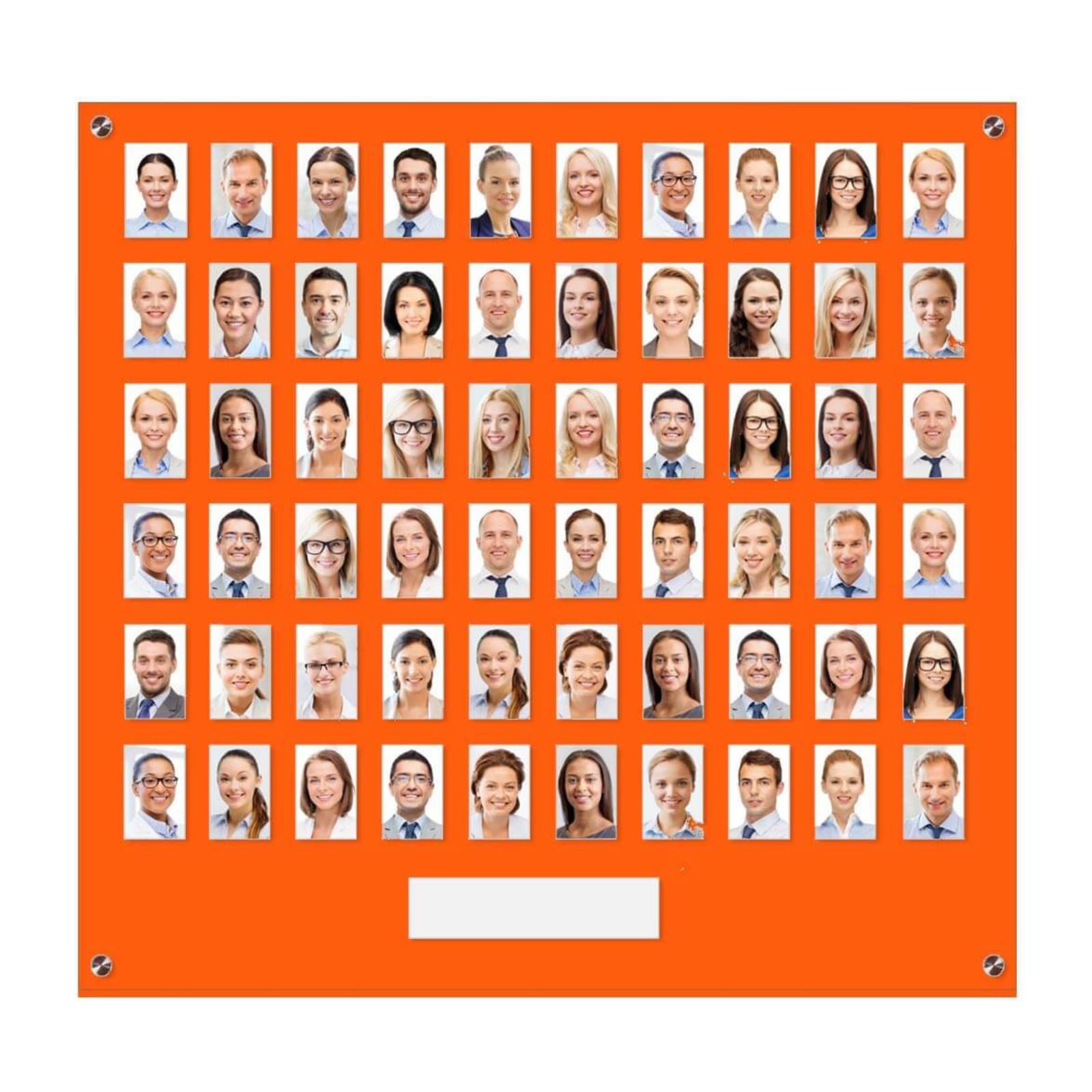 Get Acrylic Photo Frames - Orange 60 Pocket Image Staff, Student, Employee Display Board With Pocket Header. 704mm Height x 760mm Width (70.4cm x 76cm)