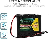 Vista 5 de NiMh Receiver RX - Batería recargable de 4.8 V 2000 mAh con conector Hitec para receptores RC, aviones RC y más (paquete de 1)