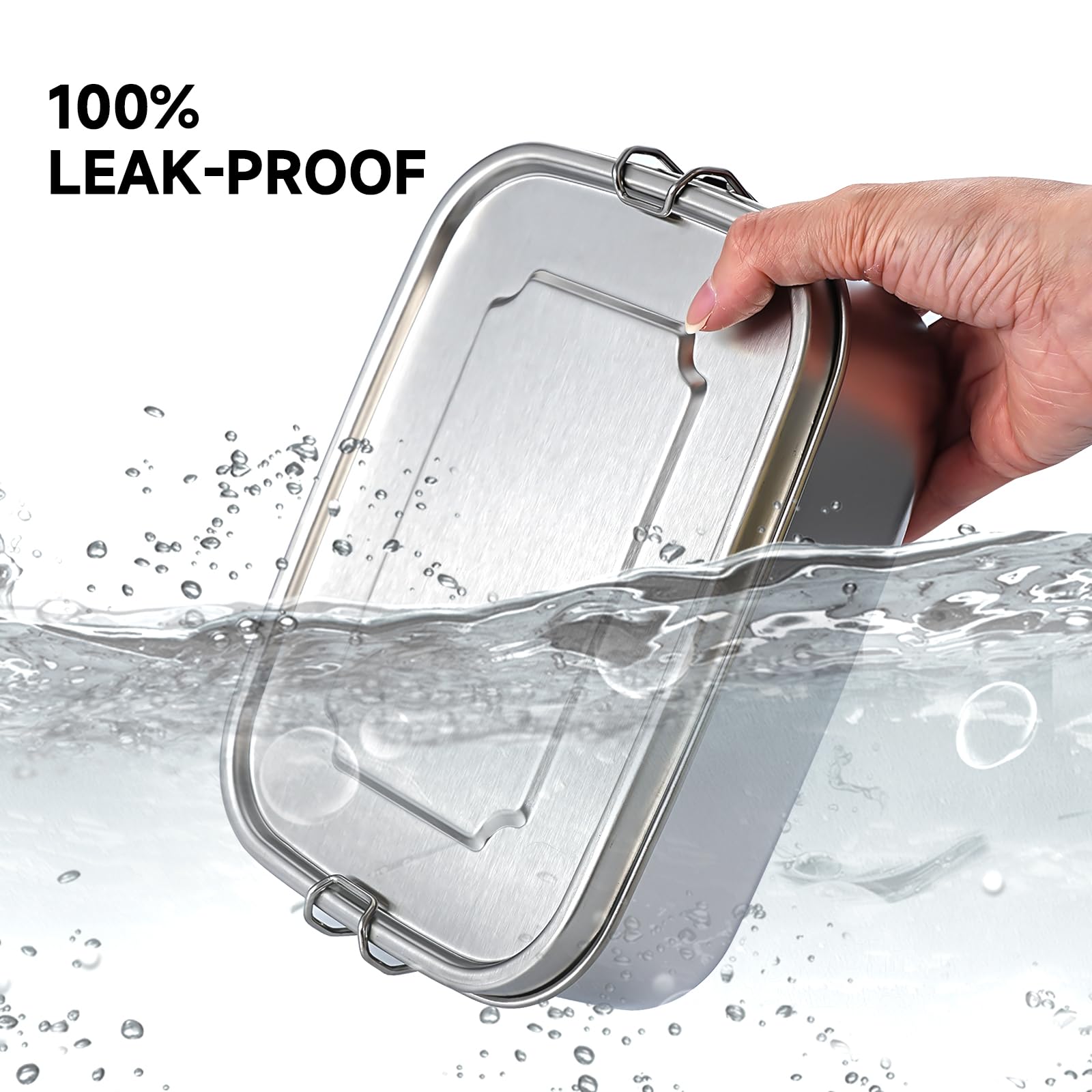 YLARMY Large 304 Stainless Steel Bento Box with 3 Compartments for Adults,(40OZ/1200ML) Leak Proof Metal Lunch Box Food Container for Work Food Storage,Suitable for Snacks and Salad (1200ML)