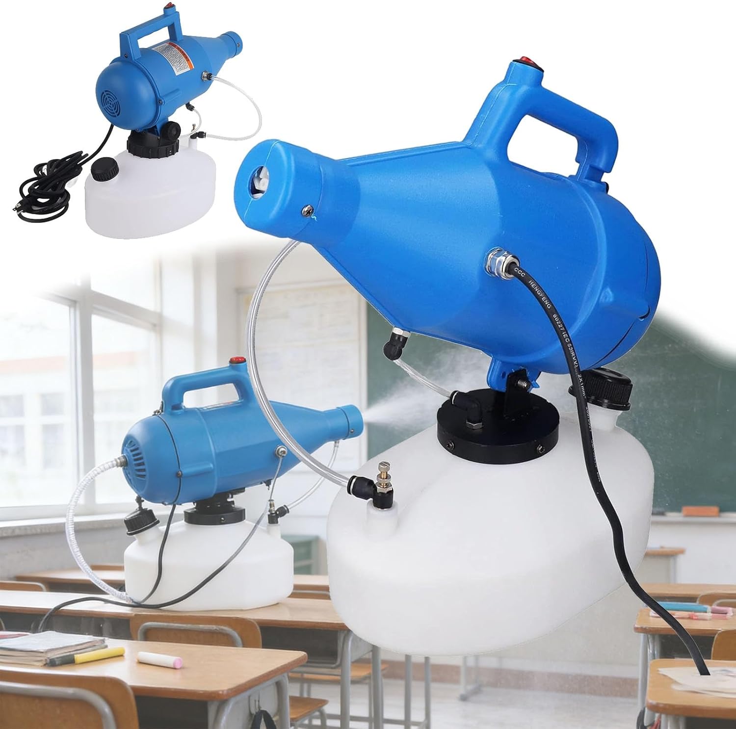 Handheld Fogger Sprayer with Tank, Portable ULV Sprayer for Misting, Corded Electric Mist Sprayer with Adjustable Nozzle for Indoor Outdoor Working Lawn Garden