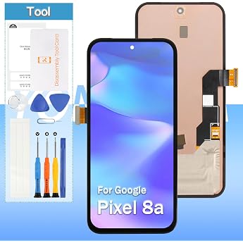 LCD Panel For Google Pixel 8a GKV4X, G6GPR, G8HHN, G576D Screen Replacement Touch Panel Set 6.1" SIM-Free LCD Screen Integrated Screen Replacement Repair Kit Free Repair Tools Repair Parts