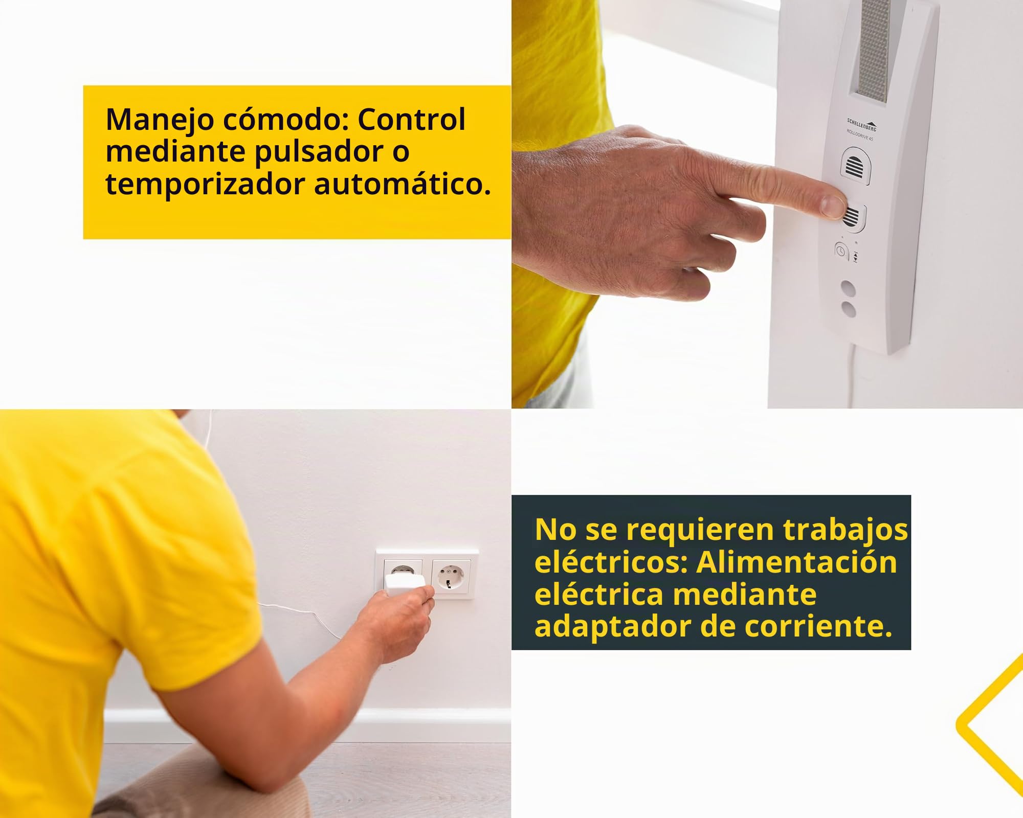 Schellenberg 22745 Rollodrive 45, motor eléctrico para cintas de persianas, recogedor hasta 4 m² de superficie, 23 mm de ancho, fuerza de tracción 12 kg, con temporizador automático