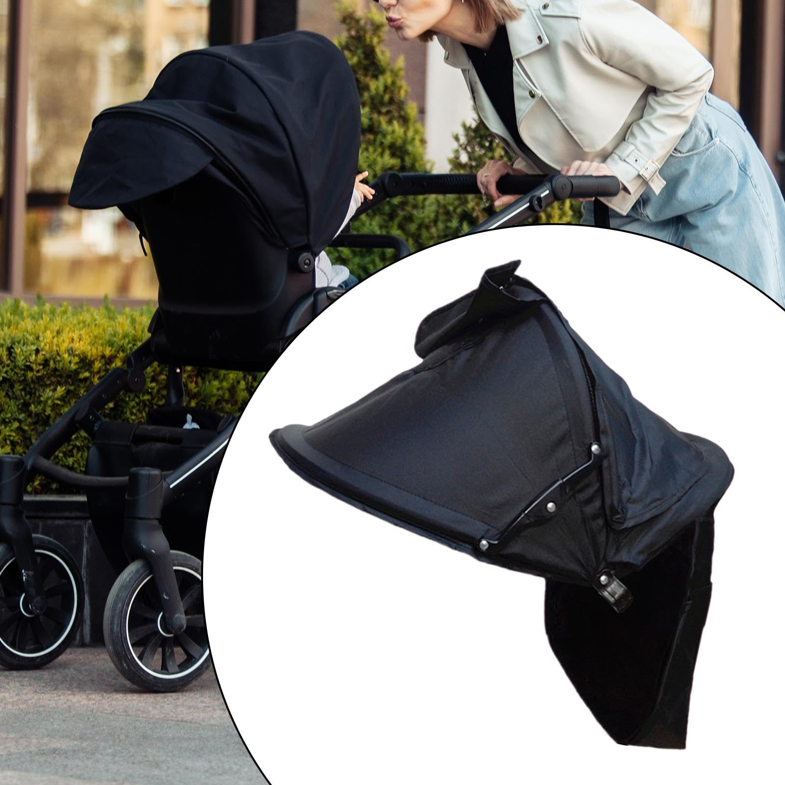 Baoblaze parasole passeggino Parabrezza traspirante Protezione solare regolabile per passeggiate all'aperto Tettuccio universale per passeggino, Parte superiore staccabile