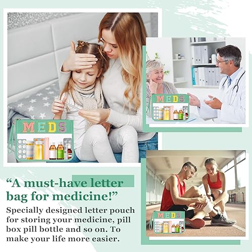 Miniatura 5 de Bolsa de felpilla transparente para maquillaje, parche preppy, bolsa pequeña para medicamentos, píldoras de viaje, bolsa con cremallera con muñeca,