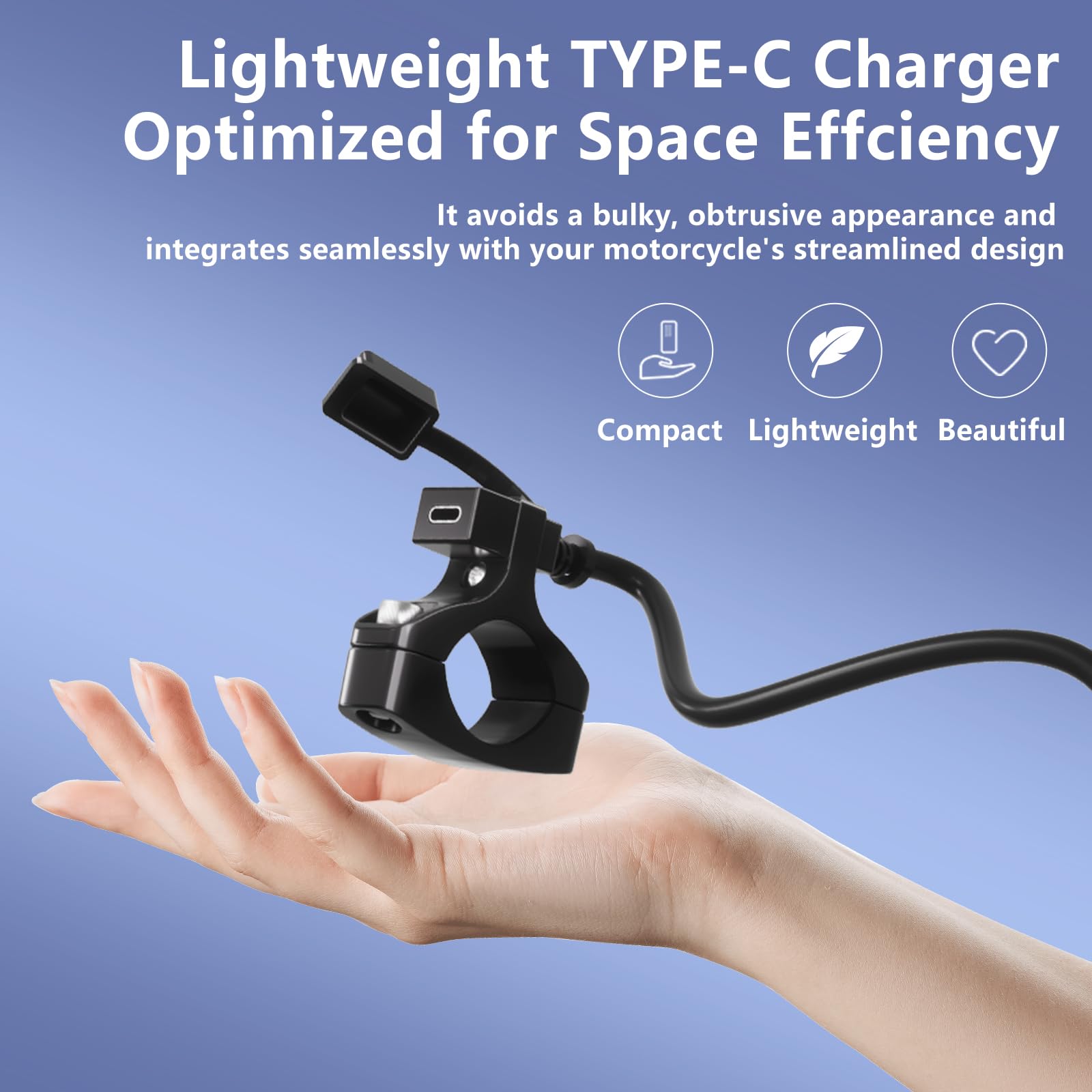 Cliff Top Caricatore USB impermeabile per moto, 18 W, PD USB-C, ricarica rapida, adattatore SAE a USB-C, porta USB con supporto per manubrio da 22 a 32 mm, per moto, scooter, ATV, dispositivi