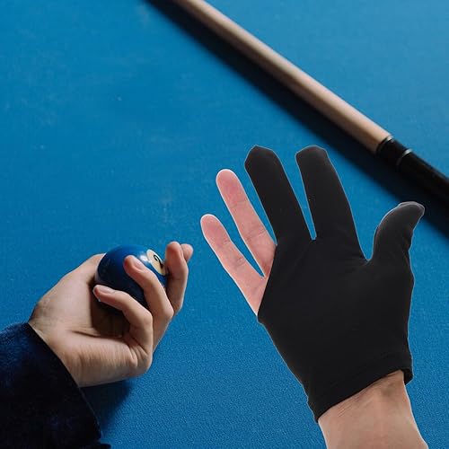 Miniatura 7 de PRETYZOOM Billiards Gloves Three Finger Pool Gloves Left Hand Cue Anti-Slip Breathable Black for Snooker and Training Use