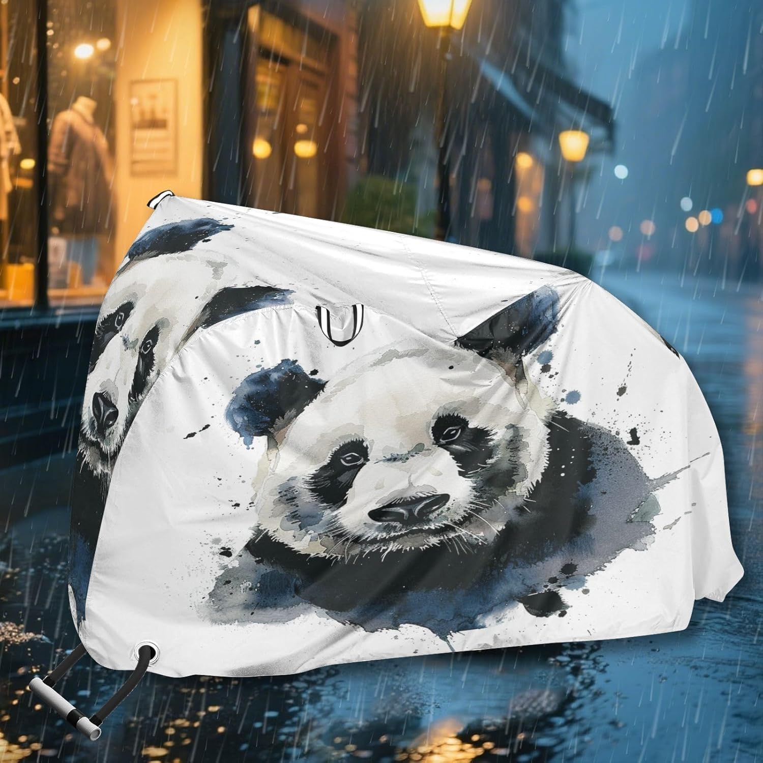 ALAZA Watercolor Panda Portrait Bike Cover Waterproof Outdoor Ebike Bicycle Covers Tarp Protection for 1/2 Bikes, Sun UV Dust Wind Proof
