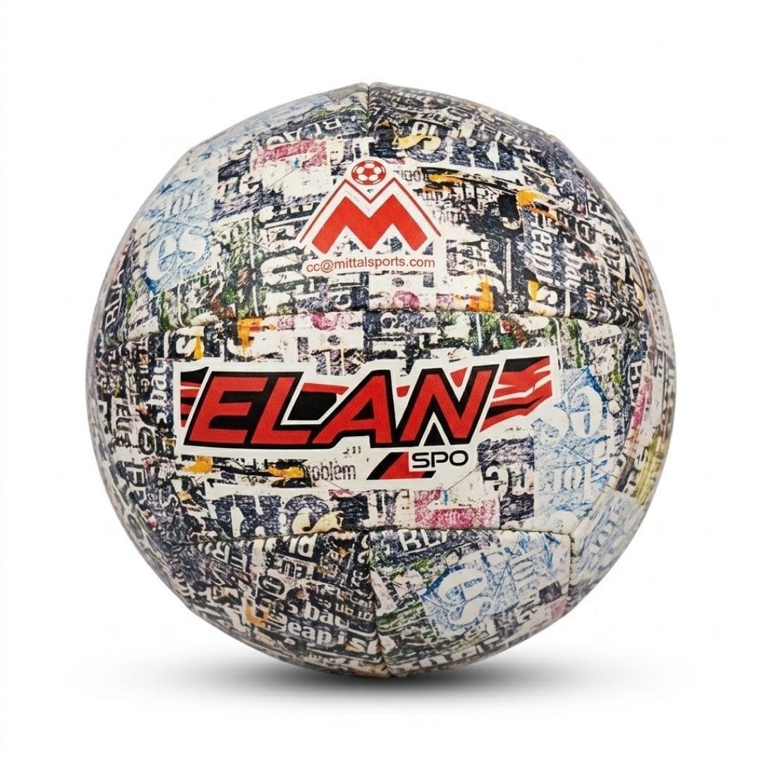 ELAN SPO Newspaper Print Professional Football | Hard Ground, Grass & Turf Ready | Stitched PU Training Ball for Men & Women (Size 5) FT-8-image-9