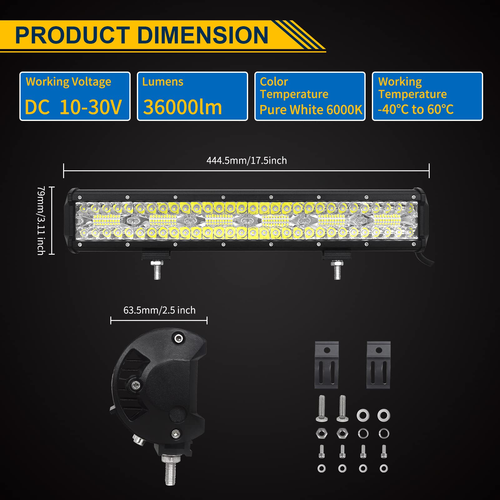 Willpower 17 cali 43 cm 360 W LED światło bar punkt powódź Combo Beam 12 V 24 V światła drogowe wodoodporne robocze lampy przeciwmgielne do samochodów terenowych ATV SUV pojazd łódź światło z wiązką przewodów