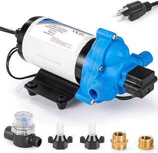 4.0GPM/45PSI Self Priming Water Pump 110V, Industrial Water Booster Pressure Diaphragm Pump with 3/4" Garden Hose Adapters for Liquid Transfer, Marine, Agriculture Applications