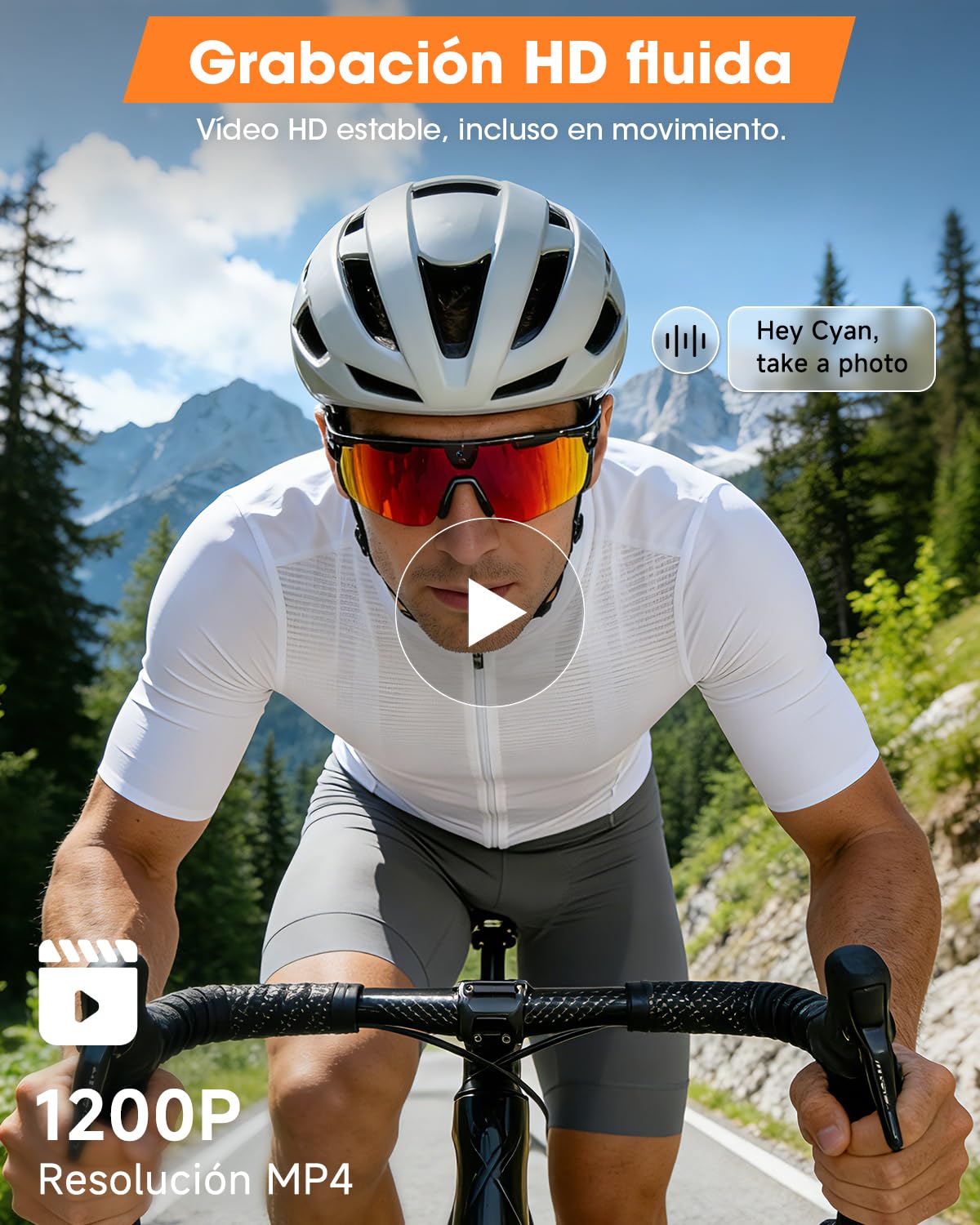 Mingtawn Gafas Inteligentes con CáMara, Ciclismo Gafas IA para Hacer Fotos/Realizar Llamadas Bluetooth/Reproducir MúSica/Traducir/Grabar Audio, Gafas De Sol UV400