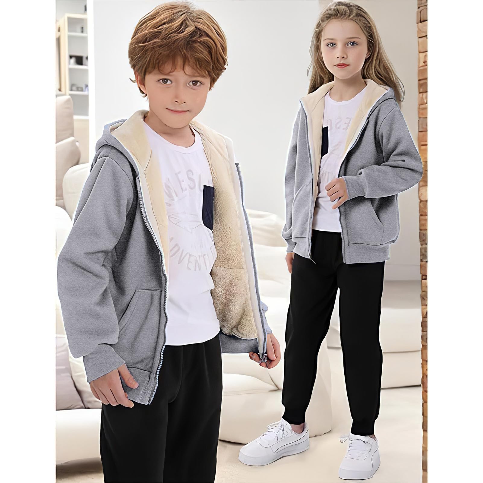 amropi Niños Sudadera de Forro Polar Sweatshirt Invierno Pullover Caliente Sherpa Suéter