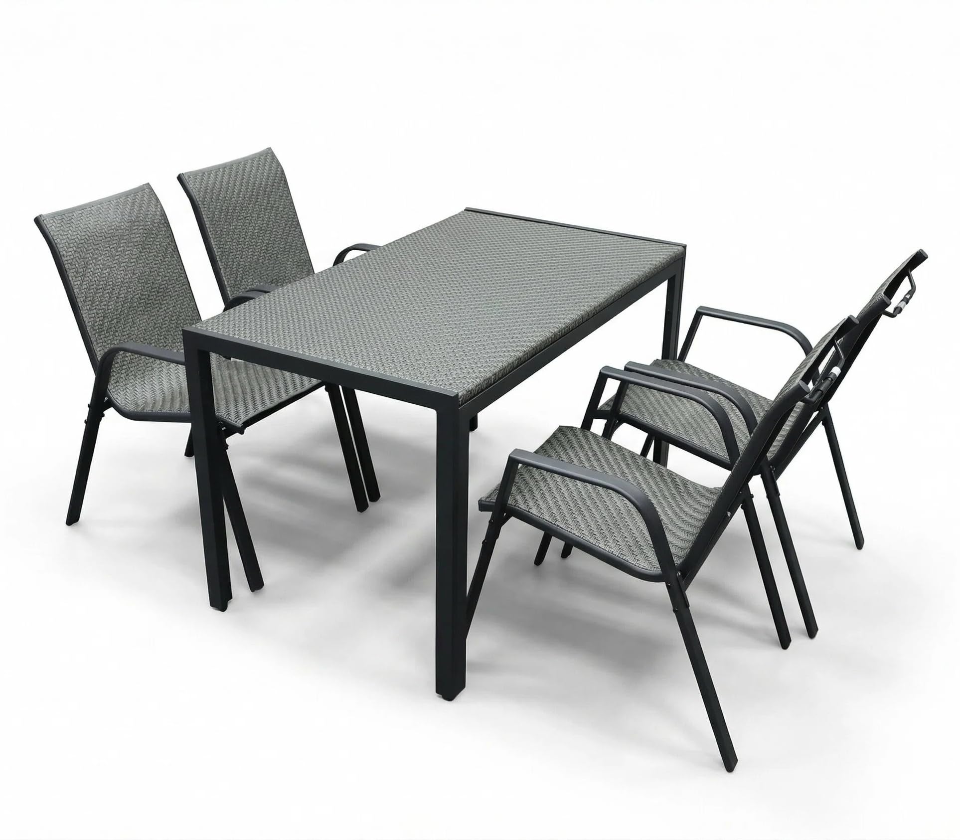 Alivio Outdoor Patio Dining Table Set with 4 Chairs – Modern Metal Garden Furniture for Balcony, Backyard & Terrace