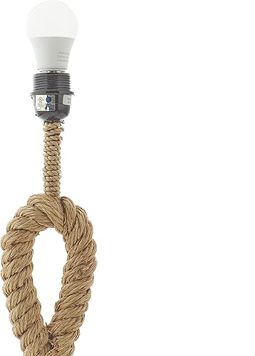 Miniatura 6 de Deco 79 Lámpara de mesa de cuerda de yute para habitación, lámpara de acento de cuerda trenzada con pantalla de lino, lámpara de 13 x 13 x 28