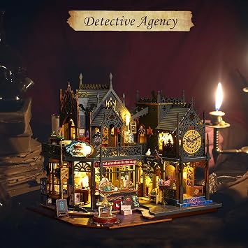 DIY Miniature Dollhouse Kit, Handmade Mini 3D Puzzle Doll House with Furniture and LED, Wooden Furniture Kit Book Nook Bookshelf Decor, Creativity Crafts Gift for Adults Teens,1:24 Holo Magic City