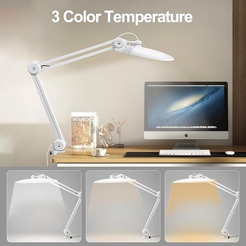 Miniatura 2 de Lámpara de escritorio LED de 20 pulgadas con abrazadera, luz de uñas ajustable CCT de 24 W regulable para escritorio, 120 LED de brazo giratorio de