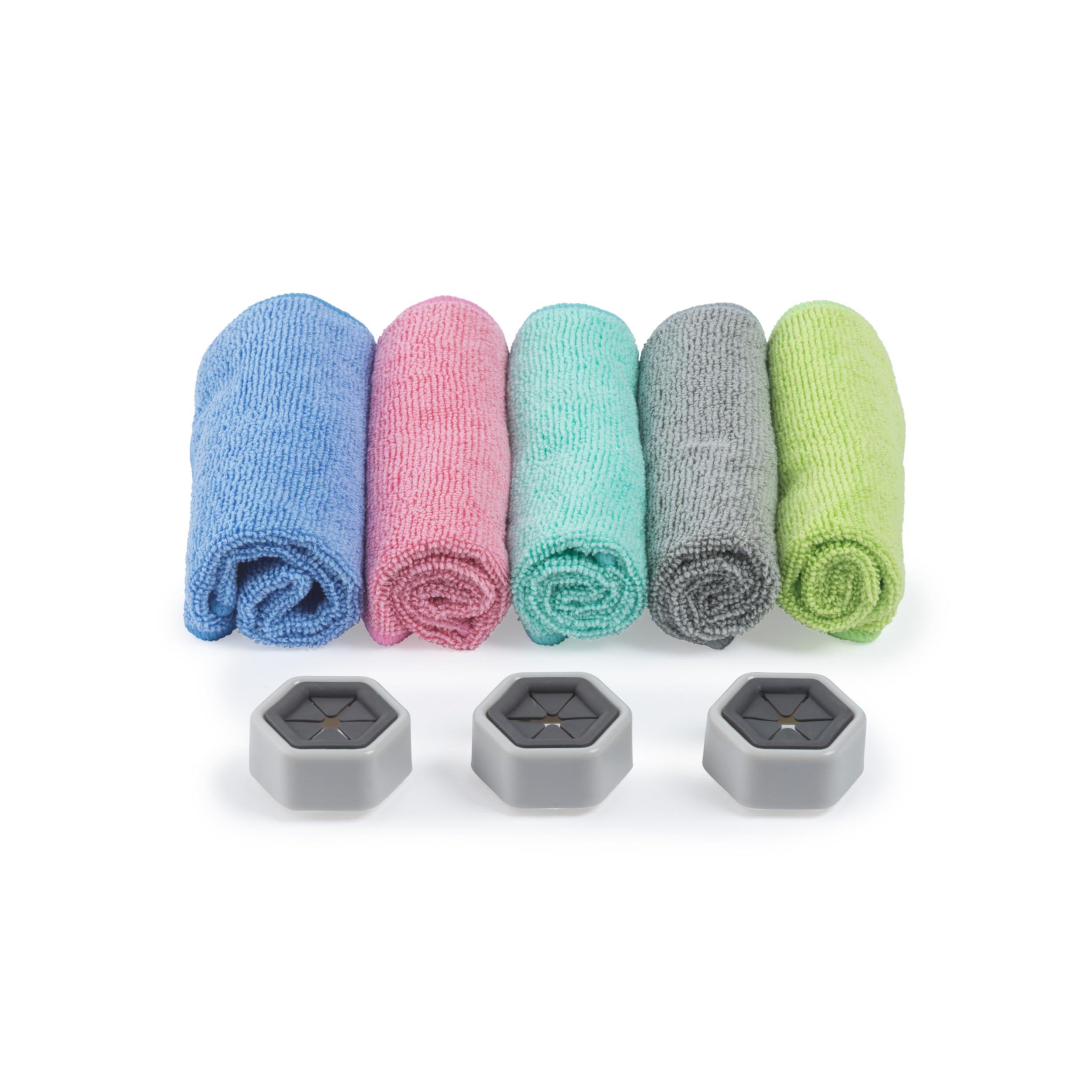 Beldray Anti Bac Microfibre Cleaning Cloth Set, 5 Pack With 3 Suction Hooks