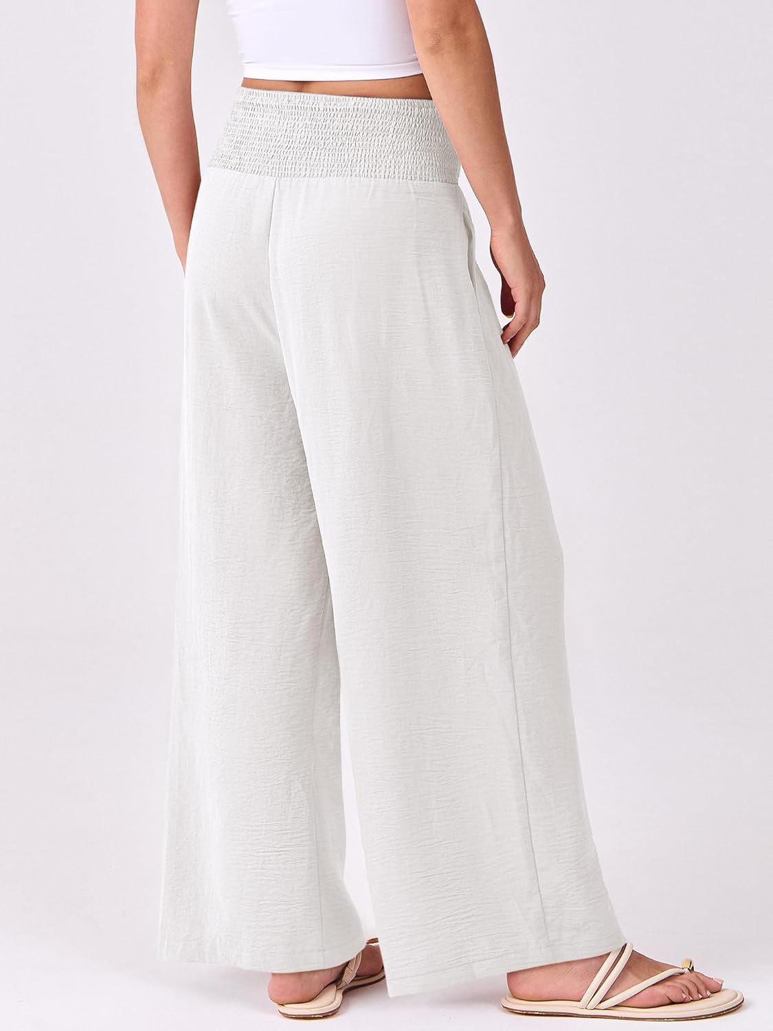 ANRABESS Women Palazzo Pants Summer Flowy Wide Leg High Waist Lounge Trousers with Pockets 2026 Casual Beach Vacation Outfits - Image 4