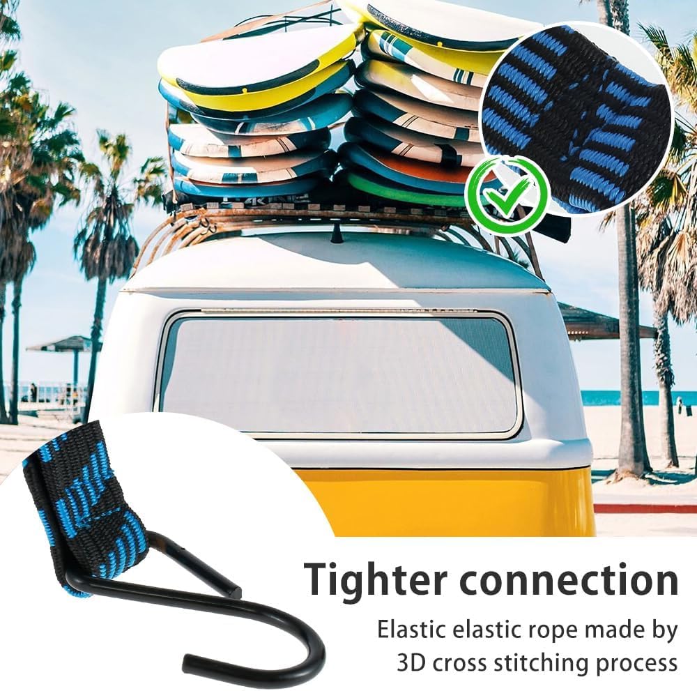 10PCS Bungee Cords with Hooks 2m/6.6ft Adjustable Long Bungee Straps Heavy Duty Weatherproof & UV-Resistant Anti-slip Elastic Bungee Straps for Securing Tarps Luggage Tents Bikes Garden Furniture - Image 3