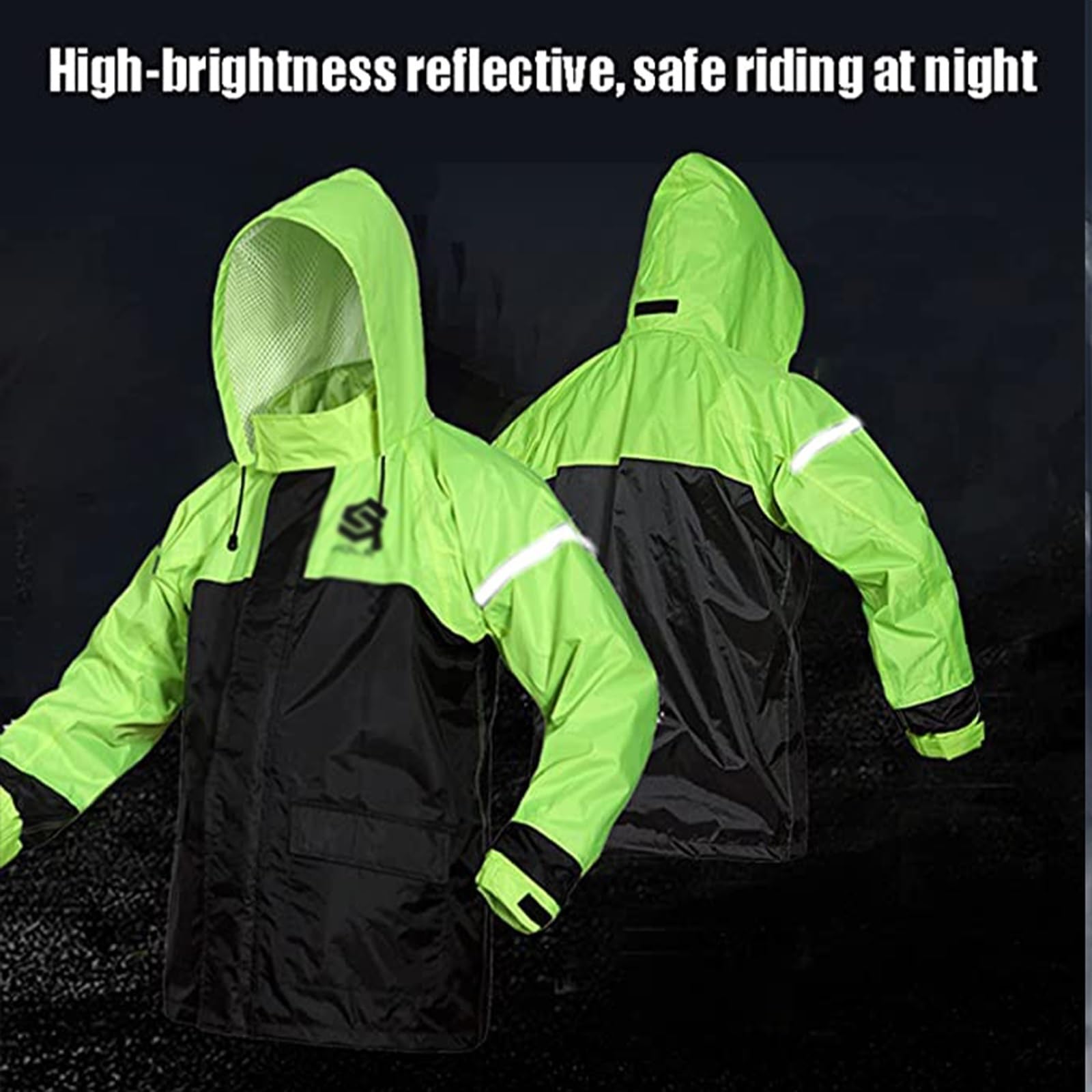 Giacca Antipioggia A Poncho Tuta Antipioggia Impermeabile Unisex per attività All'aperto, Uomo Donna Giacca da Pioggia E Pantaloni da Ciclismo(XL)