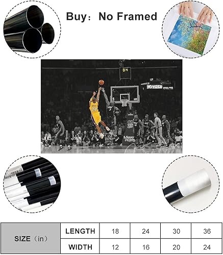 Miniatura 2 de KERAXL Póster de jugador de baloncesto para paredes, papel de mentalidad de mamba, impresiones artísticas, pósteres inspiradores sin marco, 16 x 24