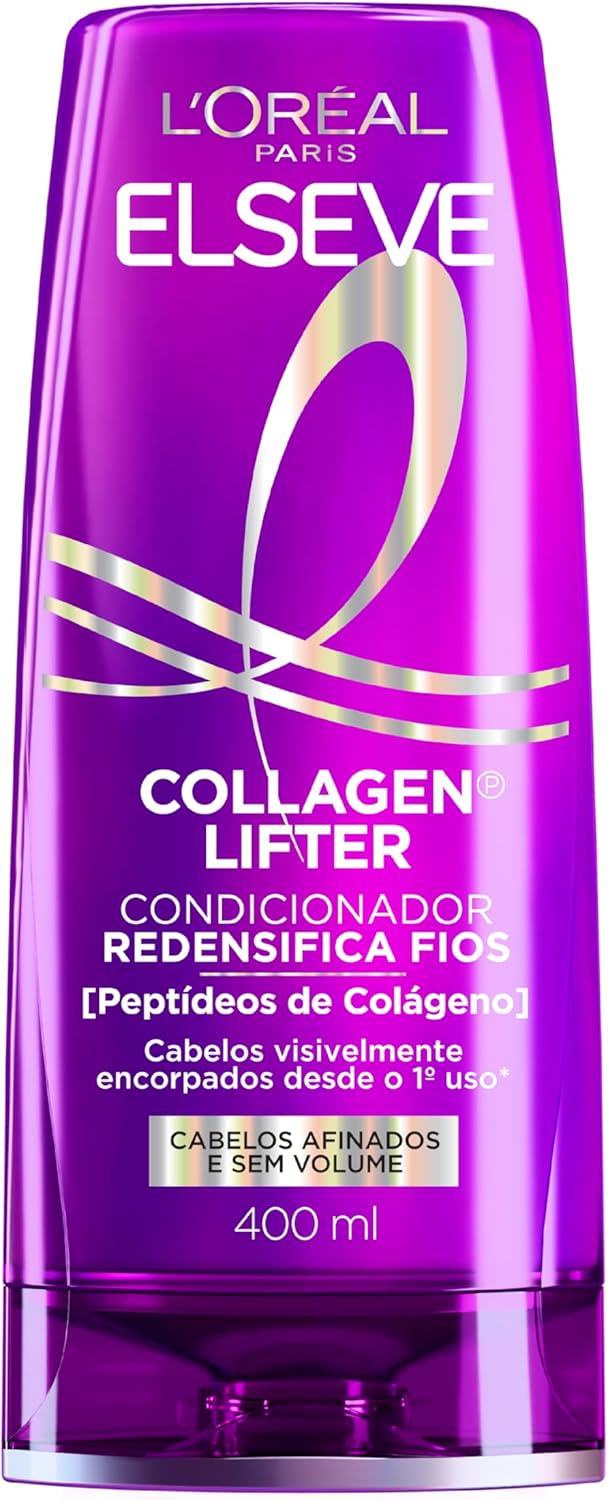 L'Oréal Paris Elseve Collagen Lifter Condicionador Redensificador com Colágeno Vegetal, Aumenta a Densidade e o Volume dos Fios Finos, Hidratação Profunda 400ml