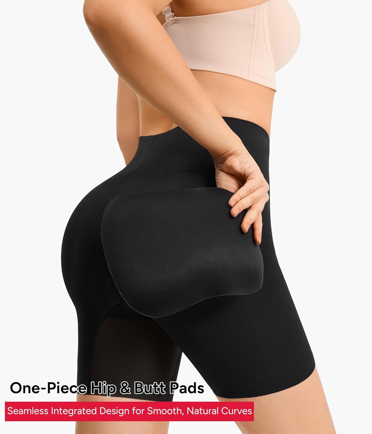Nebility Women's Butt Lifting Shapewear - Built-in Hip & Butt Pads Mid-Rise Padded Shaper Shorts Booty Enhancer Lifter - Image 2