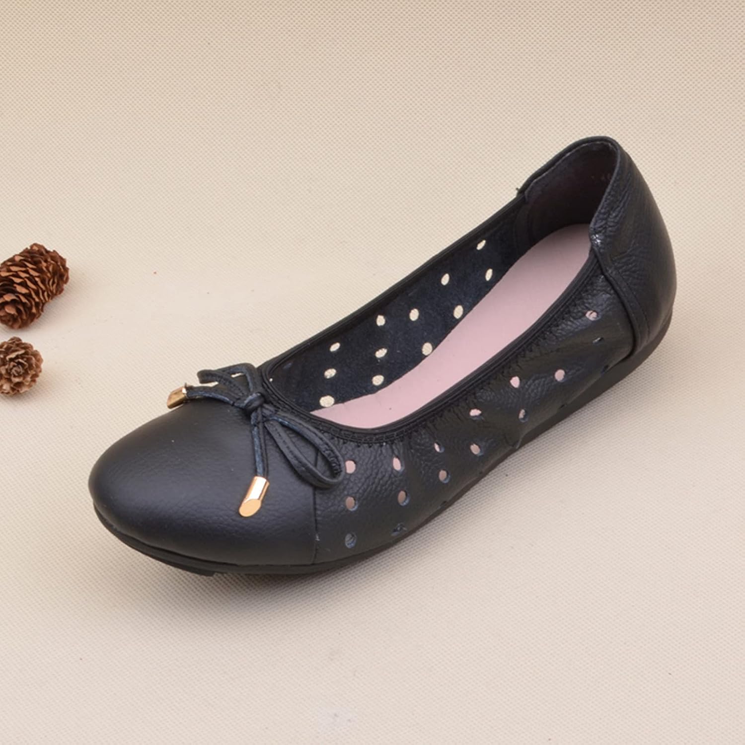 [PANLON] メッシュ 透かし彫り 黒 モカシンシューズ カジュアルシューズ モカシン 痛くない 歩きやすい レディース 婦人靴