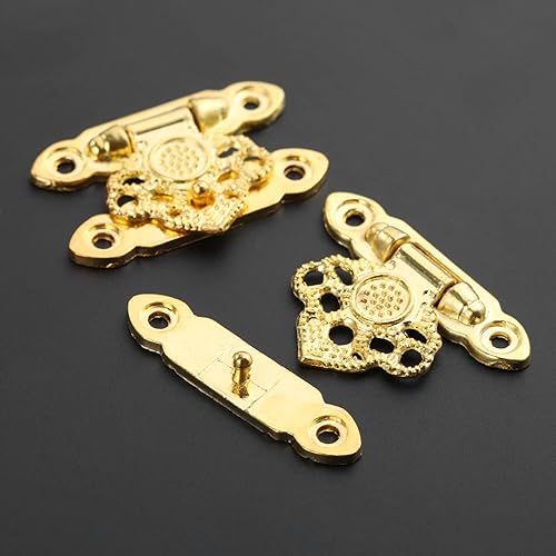Miniatura 5 de 6 cierres de caja con tornillos, cierres decorativos para gabinete, joyería, caja de madera, hebilla, oro, 1.378 x 0.984 in