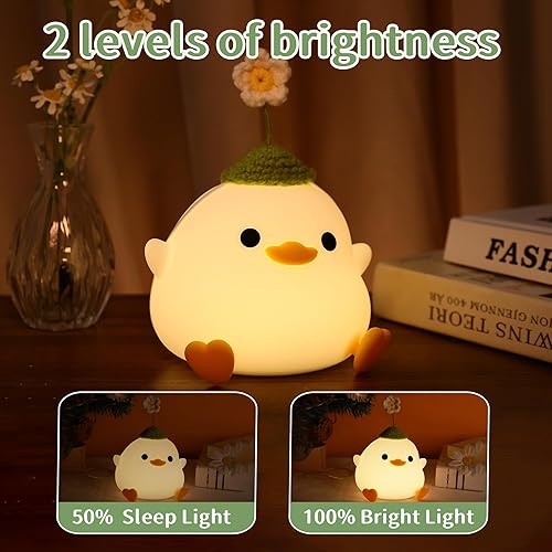 Miniatura 2 de Attivolife Linda luz nocturna de pato, lámpara LED de silicona suave animal con regulador y temporizador, decoración de mesa de noche portátil