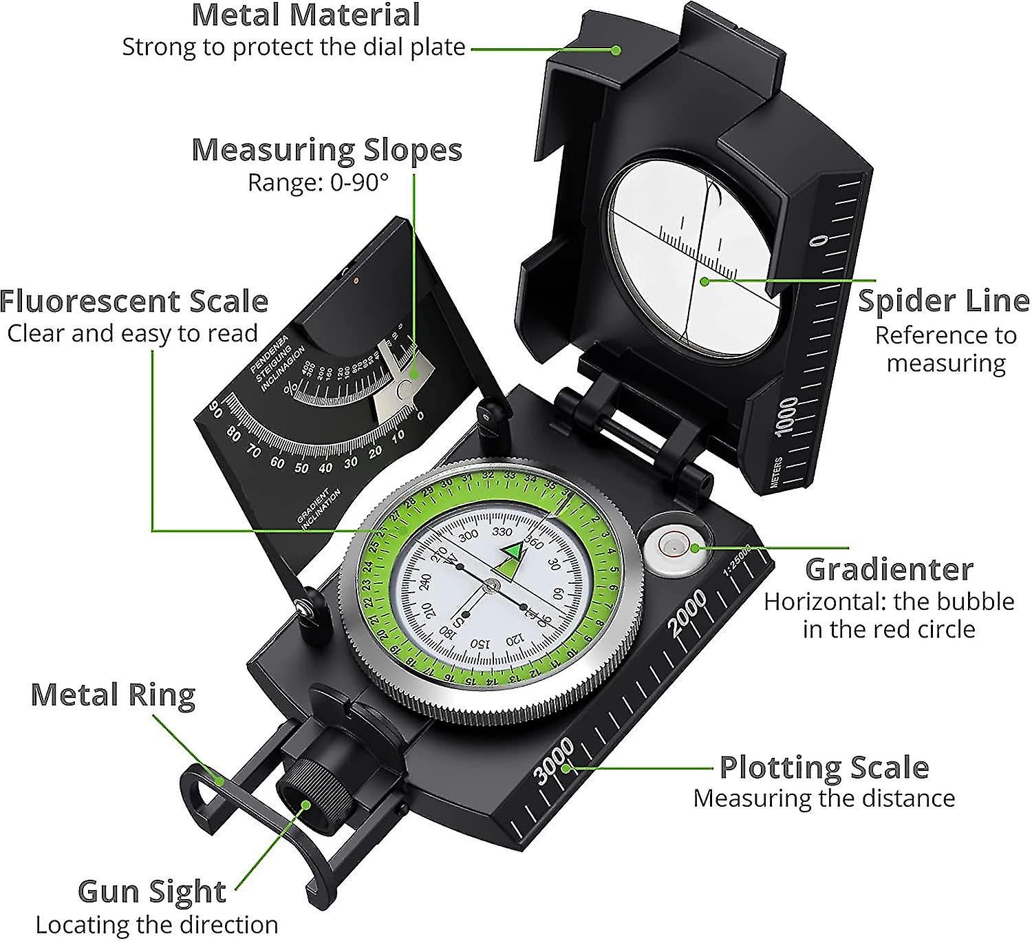 Neck Compass Orienteering Compass Flintronic Luminous Navigation Compass ...