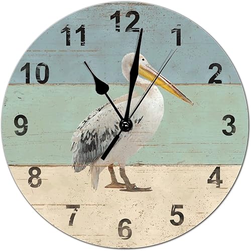 Reloj de pared redondo de madera de estilo chic con nĂşmeros arábigos de pelĂcano retro, funciona con pilas, reloj de pared silencioso sin tictac Reloj de pared redondo de madera de estilo chic con nĂşmeros arábigos de pelĂcano retro, funciona con pilas, reloj de pared silencioso sin tictac