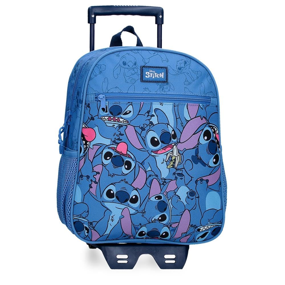 Disney Joumma Disney Happy Stitch Mochila con Carro Azul 27x33x11 cms Poliéster 9,8L