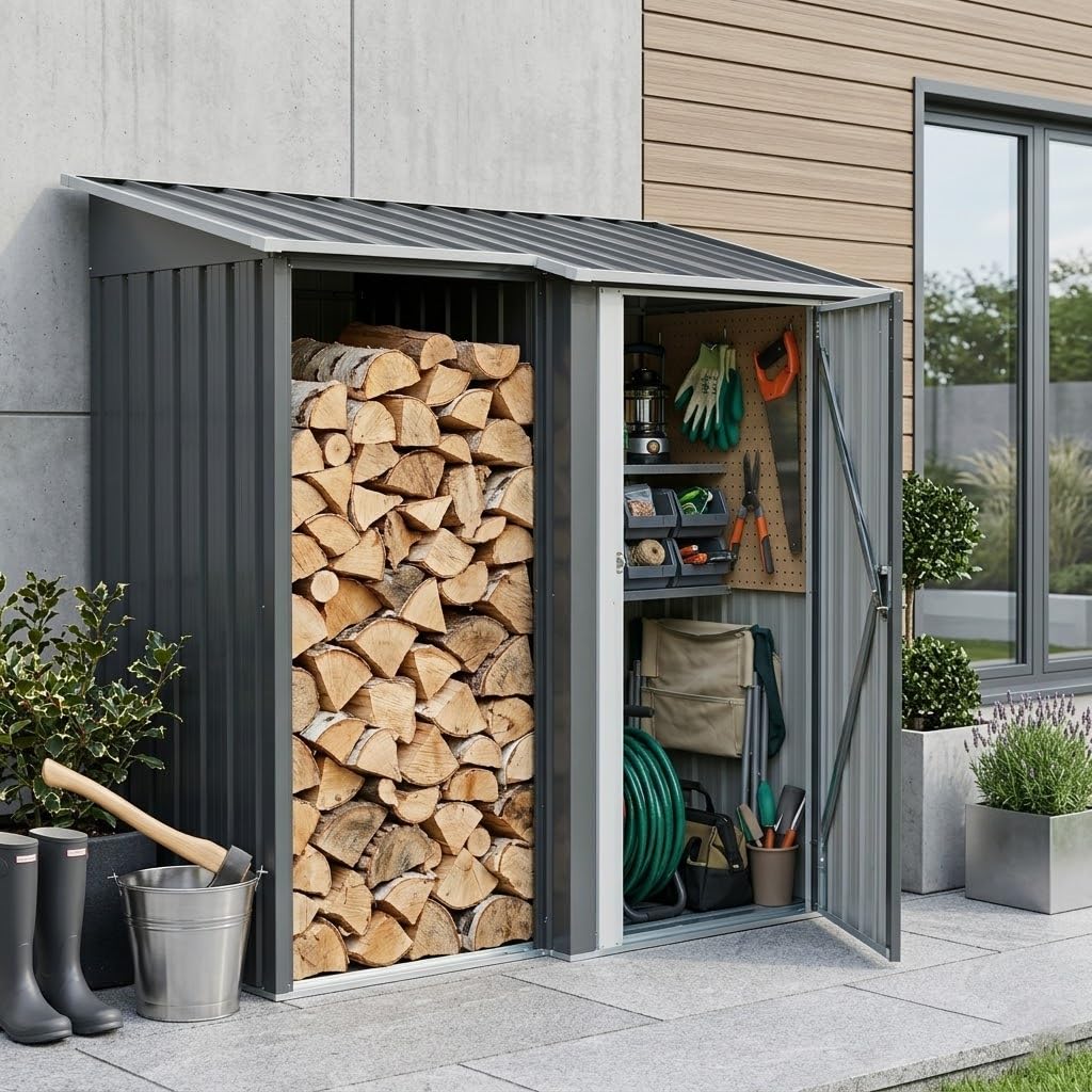 Amazon.co.jp: 物置 屋外 倉庫 スチール製 耐荷重300kg 薪小屋 収納 一