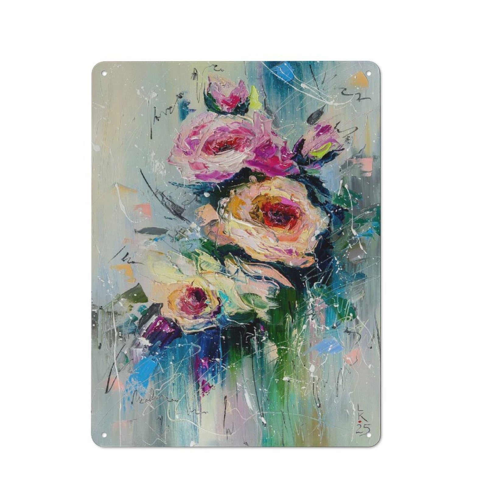 Vintage Floral Serenade Metal Plaque 40x30cm, Kitchen Wall Decor for Restaurant, Kitchen, Counter Or Breakfast Nook