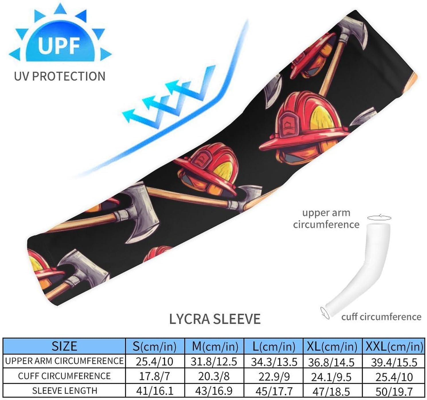 Firefighter Fireman Firefighting Arm Sleeves Sun Protection Sleeves Sports Cooling Arm Compression Sleeve for Men Women