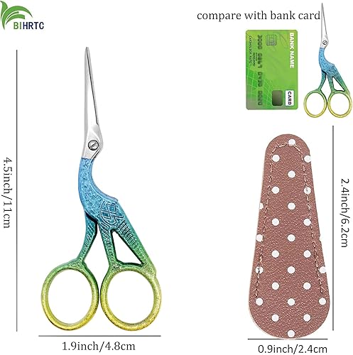 Miniatura 9 de BIHRTC Tijeras de bordado pequeñas de 36 pulgadas tijeras afiladas de punta de acero inoxidable tijeras de punto de cruz para oficina hogar costura