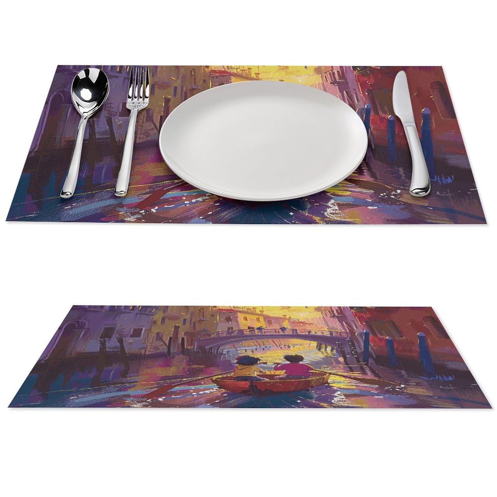 1 PCS Placemats Set PVC Vinyl Woven Table Mats Heat-Resistant Farmhouse Place Mat Non-Slip Washable Take A Raft Woven Placemats for Dining Table Kitchen Weddings Party Decor