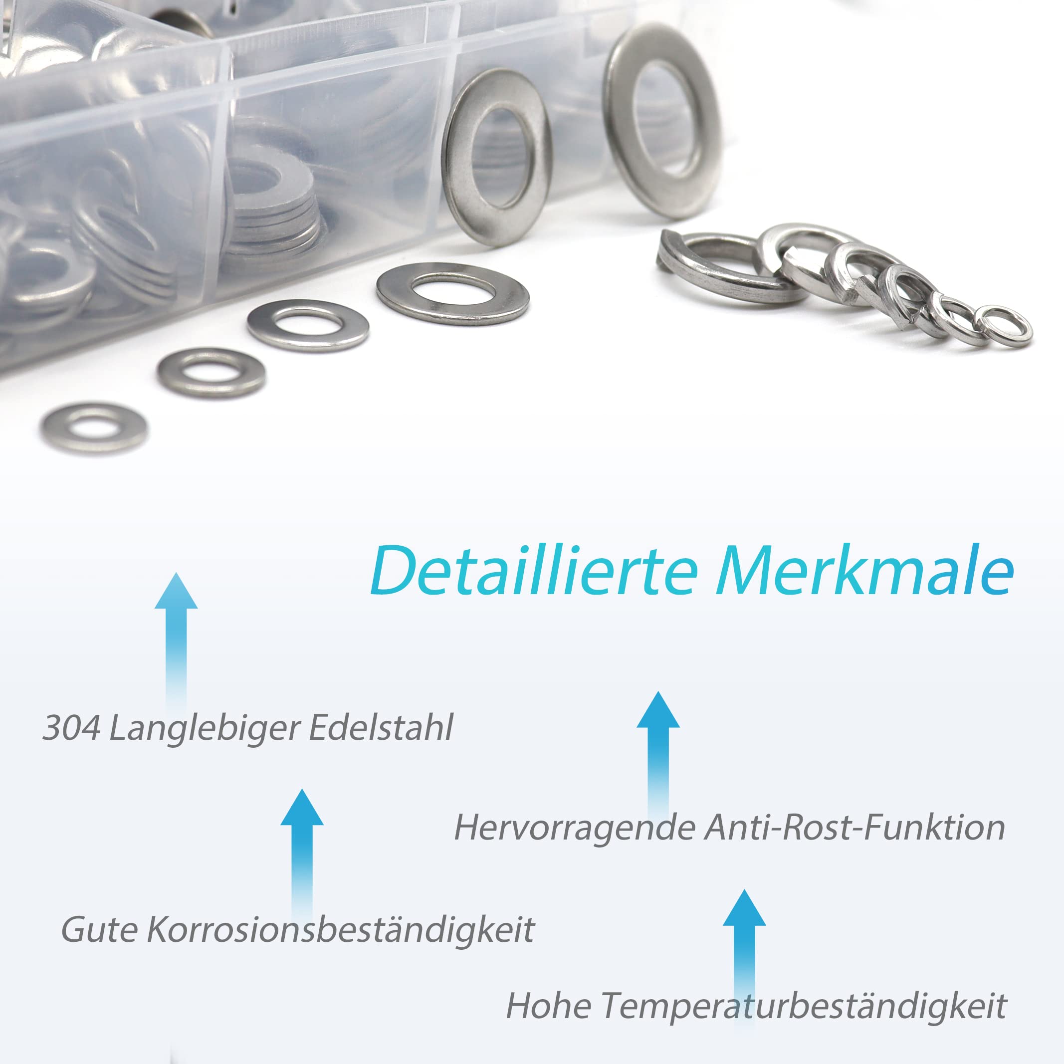 100x Federringe DIN 127 A4 Für M4 V4A - Stainless Steel Spring Lock
